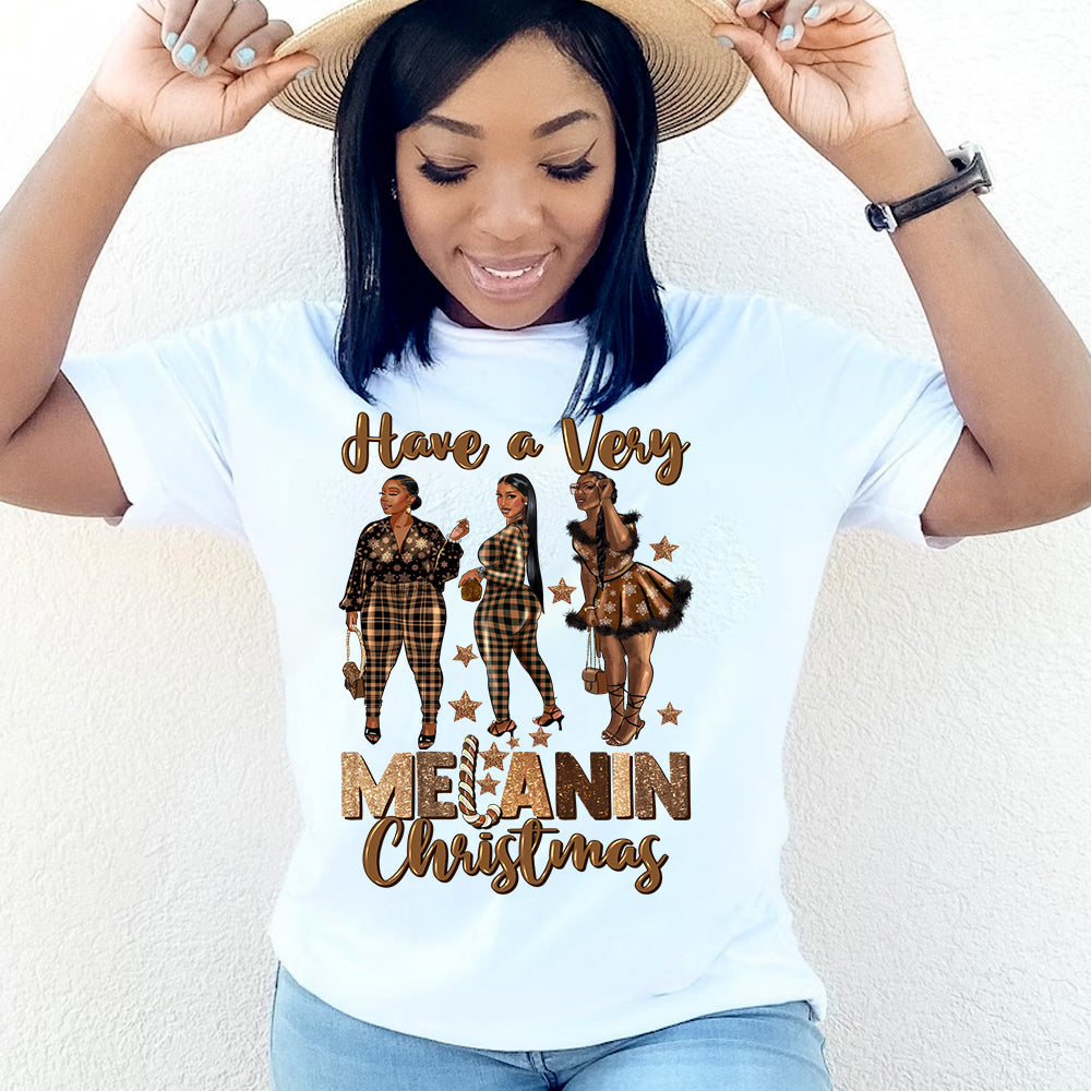 Melanin Christmas Sistas SHIMMER DTF Transfer