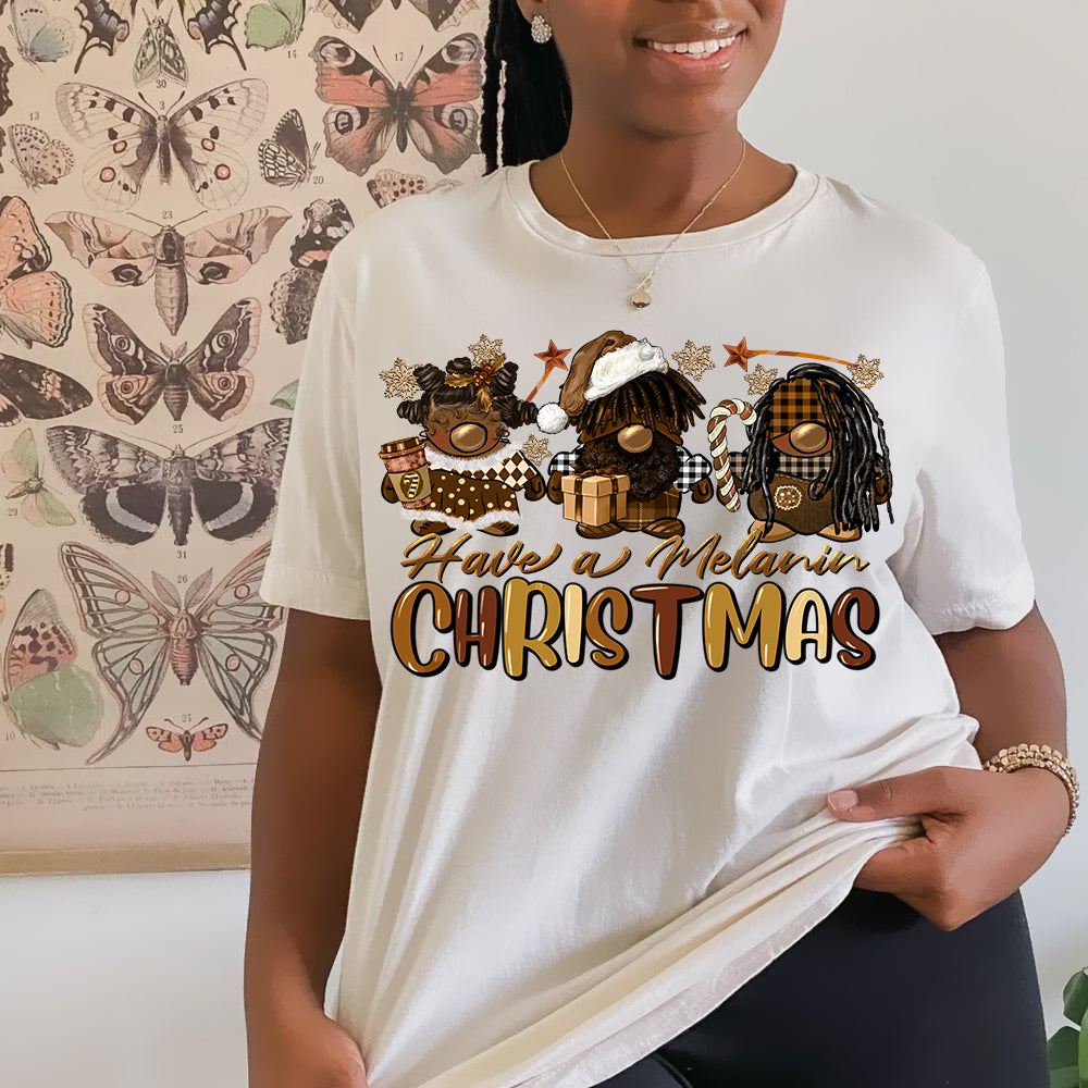 Melanin Christmas Gnomies SHIMMER DTF Transfer