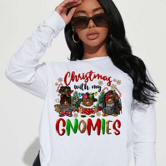 Christmas with My Gnomies SHIMMER DTF Transfer