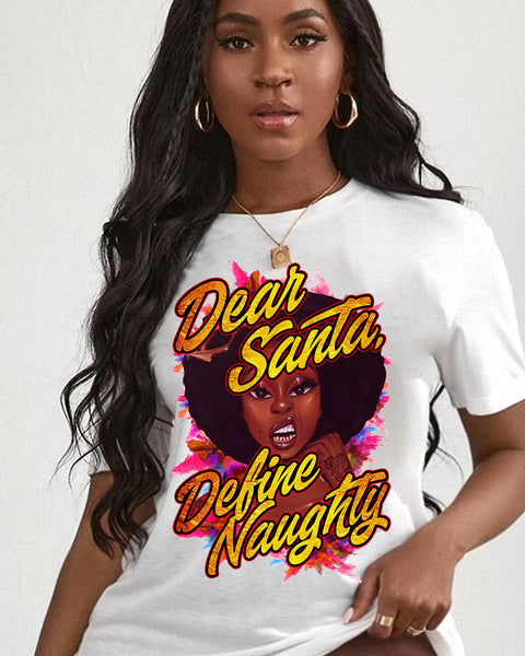 Define Naughty SHIMMER DTF Transfer