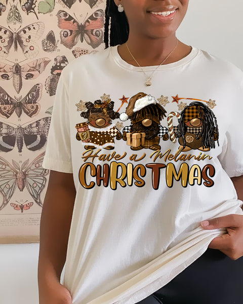 Melanin Christmas Gnomies SHIMMER DTF Transfer