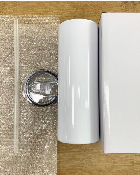 20oz Sublimation Tumbler Plastic Straw white